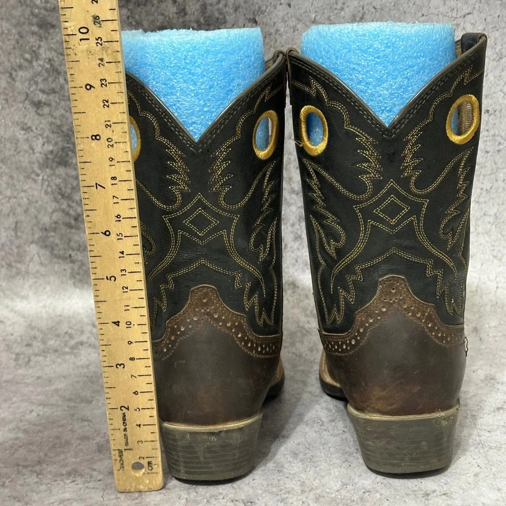 Ariat Heritage Roughstock Western Boot Kids 2 Brown Leather 10016239 Square Toe